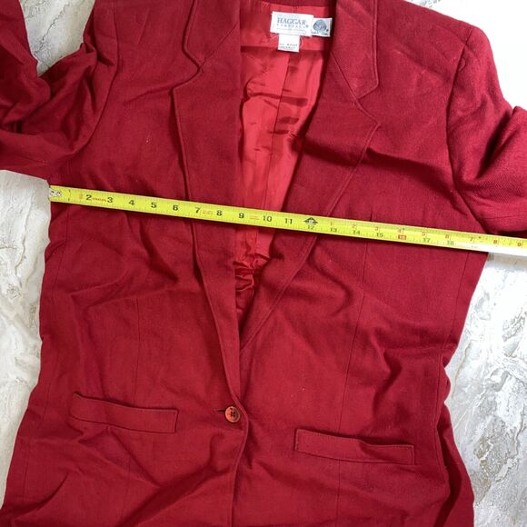 VTG Haggar Jacket Womens 12 Red 100% Wool Blazer Sport Coat - Picture 2 of 6